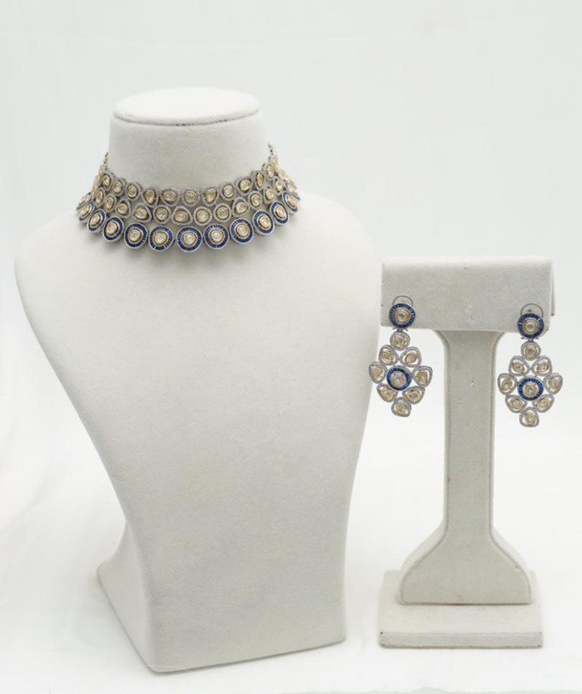 MALHOTRA ARTIFICIAL JEWELLERY Glass Silver Jewellery Set Price in