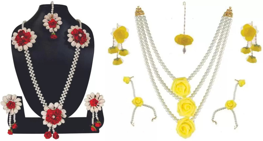 Ratson Fabric Red Yellow Jewellery Set Price in India Buy