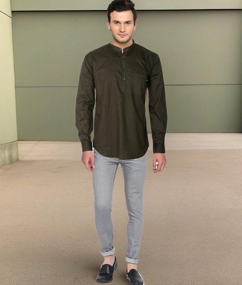 MR. KAMEEZ Men Solid Casual Green Shirt Buy MR. KAMEEZ Men Solid