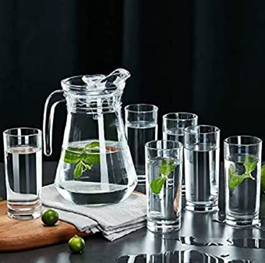 1.3L Clear Borosilicate Glass Water Drinking Carafe Pitcher with