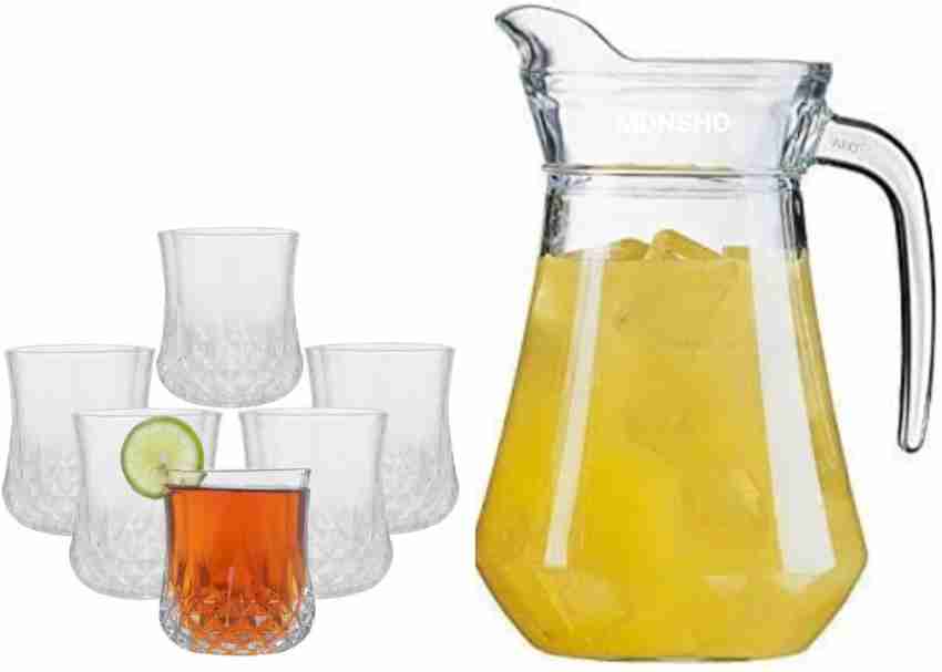 Glass Pitcher And 6 Cups Set, Heat Resistant Glass Drink Pitcher And Drinking  Glasses Set, Hammered Pattern Gradient Color Drink Set, Home Decor, Room  Decor - Temu