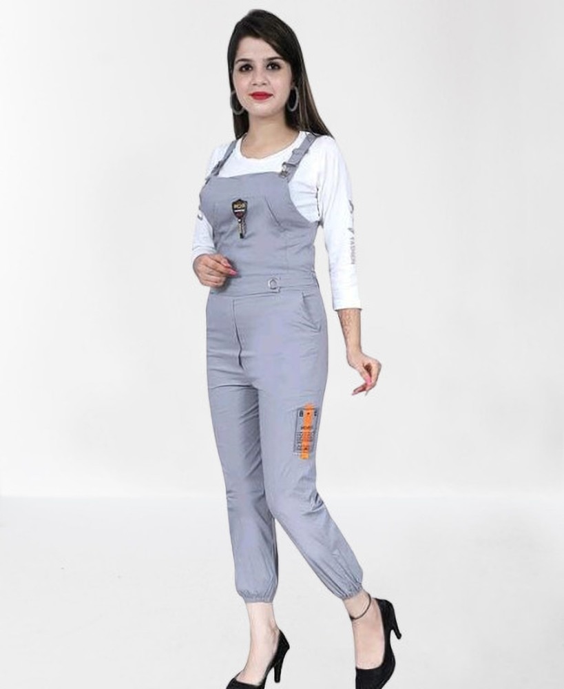 MYKUKI Women Grey Dungaree - Buy MYKUKI Women Grey Dungaree Online at Best  Prices in India