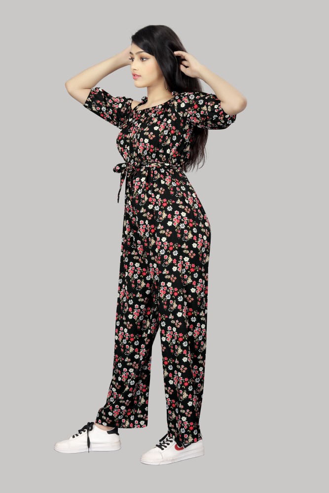 Buy FELLAMO Girl's Cotton Jumpsuit with Top (Black, 9-10 Years) at