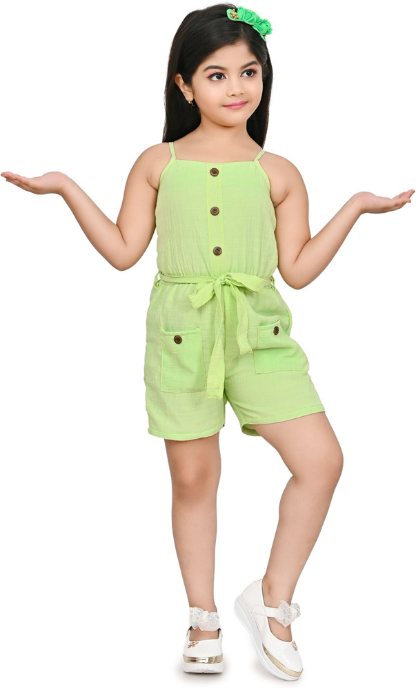 SHEIN Toddler Girls Half Button Lantern Sleeve Jumpsuit for Kids