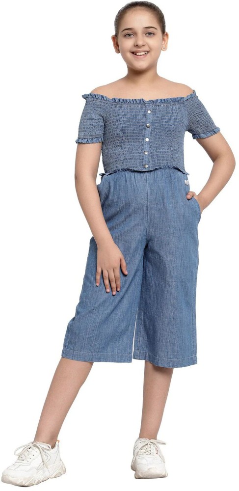 Pepe Jeans Solid Girls Jumpsuit - Buy Pepe Jeans Solid Girls Jumpsuit Online  at Best Prices in India