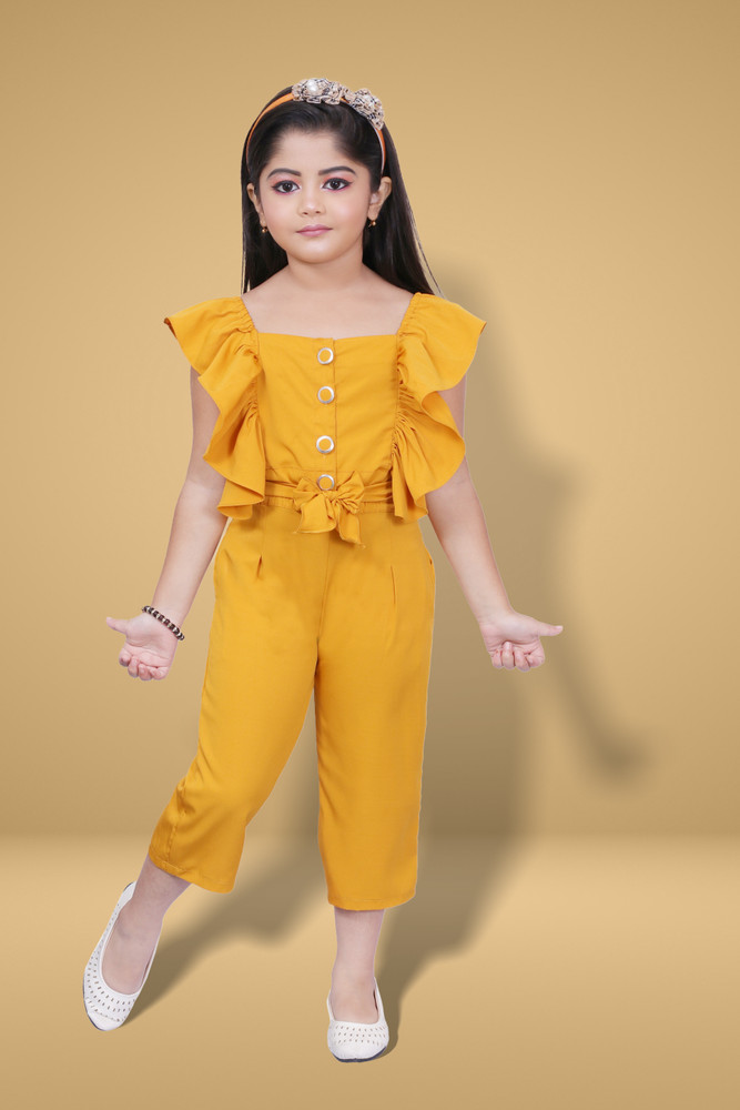 Yellow girls jumpsuit hot sale