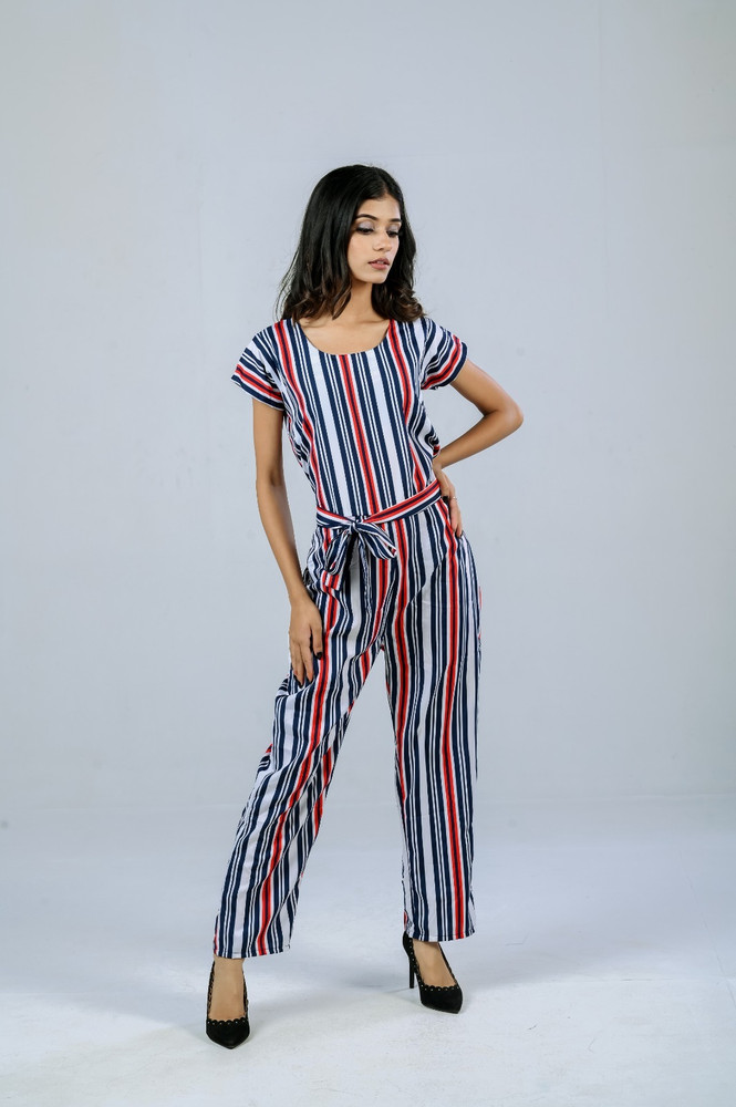 Navy blue striped jumpsuit 2025