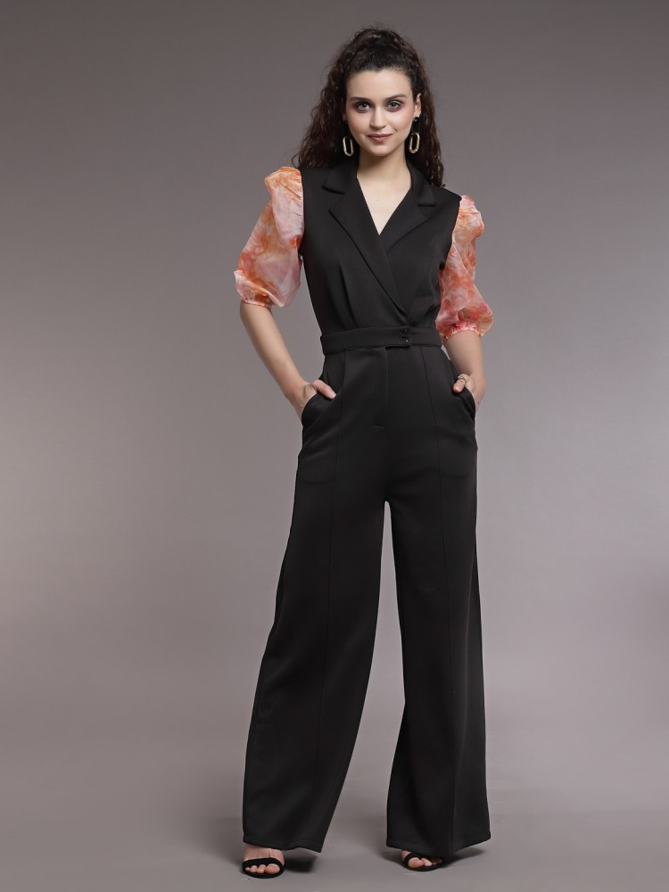 KASSUALLY Solid Front Cut Basic Jumpsuit