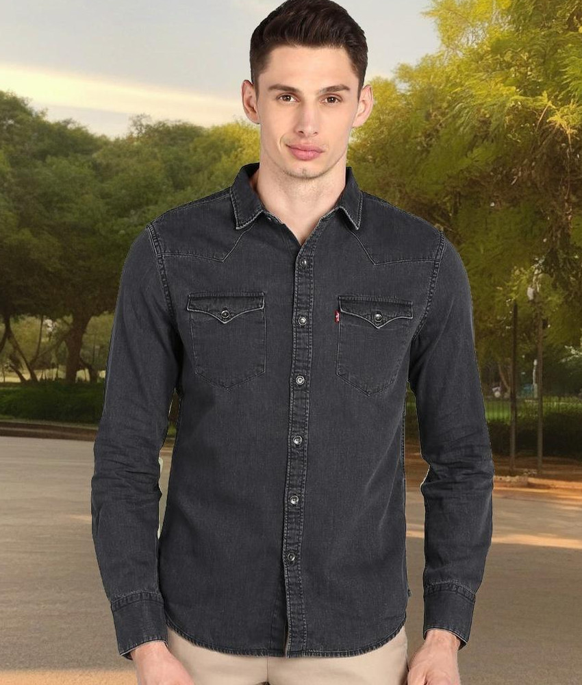 LEVI S Men Solid Casual Grey Shirt Buy LEVI S Men Solid Casual