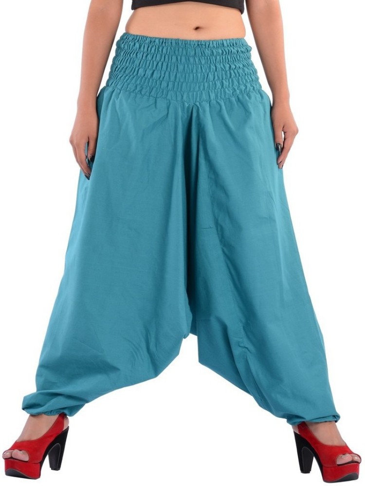 INDI BARGAIN Solid Cotton Blend Women Harem Pants - Buy Sky Blue