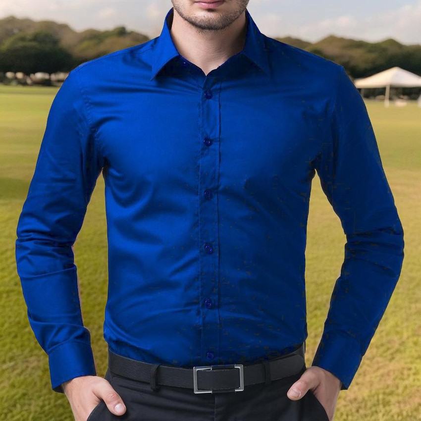 Being Fab Men Solid Casual Blue Shirt Buy Royal Blue Being Fab