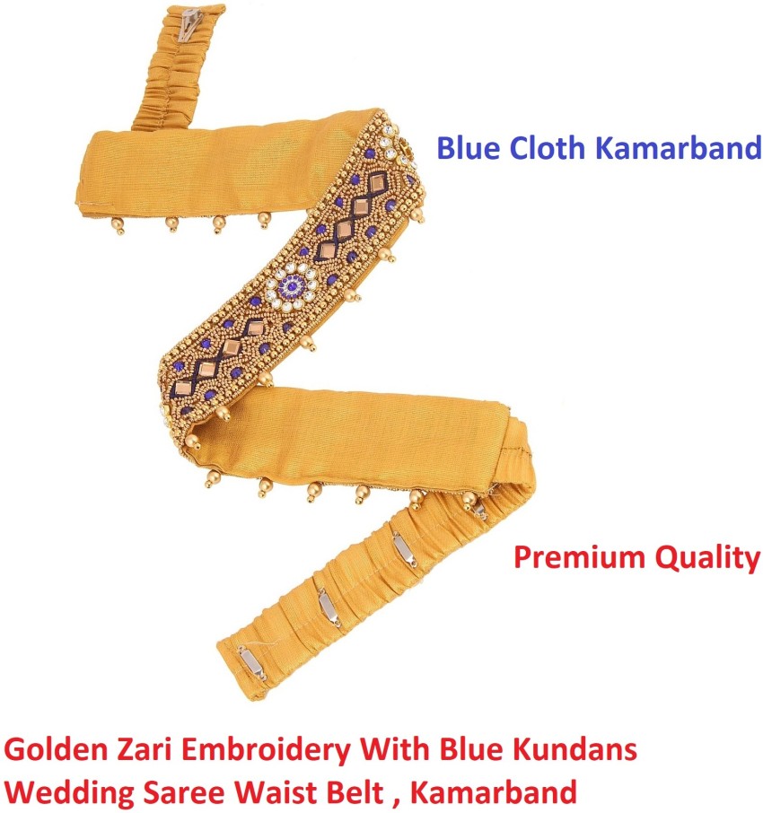 Buy VAMA Embroidery Cloth kamarpatta Golden Zari Belly waist Saree