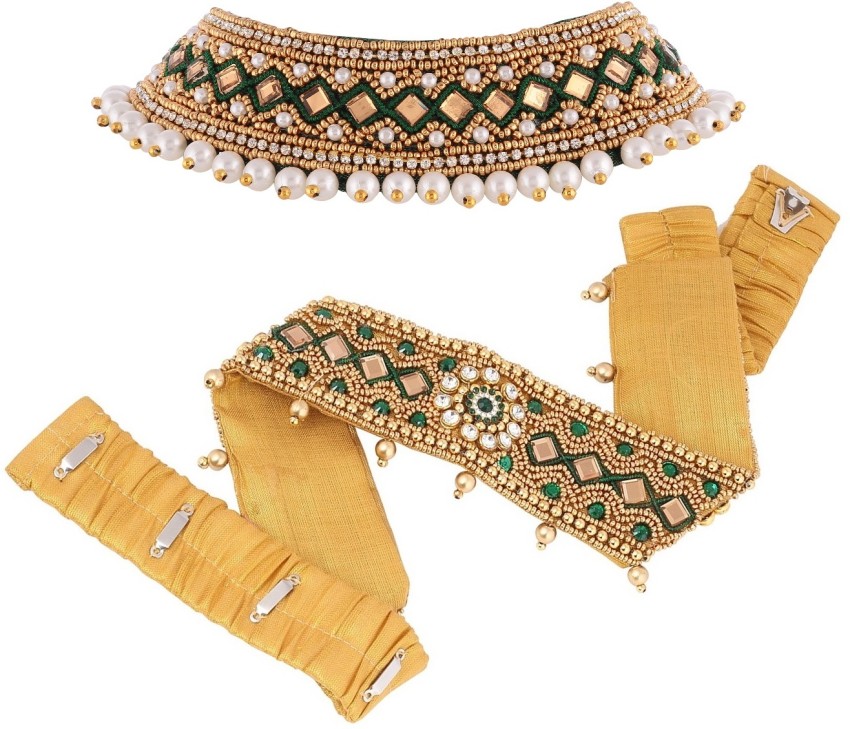 Buy Vama Fashions Traditional Golden Maggam work stretchable Cloth