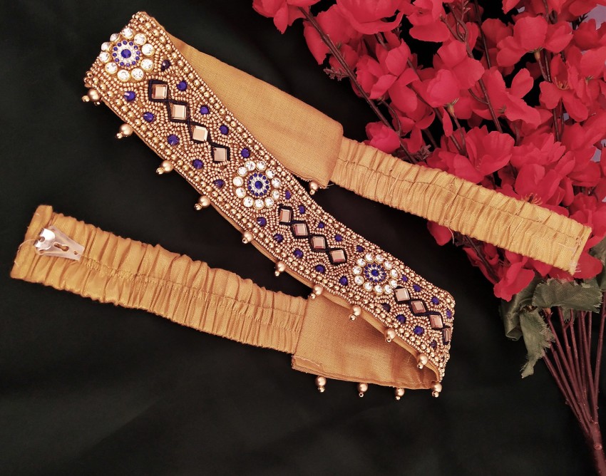 Indian Traditional Embroidery Cloth Waist Belt Color Golden For Girls