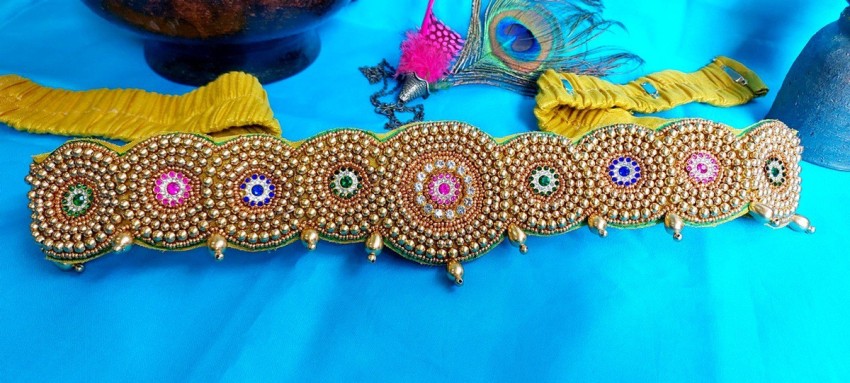 THANU'S CRAFT Cloth kamarband - kamarbandh gold plated - waist hip Saree  belt for women - ottiyanam belt - maggam work belt - Kamarbandh vaddanam  for women