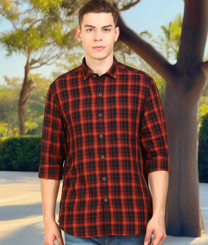 Mens dark red shirt best sale