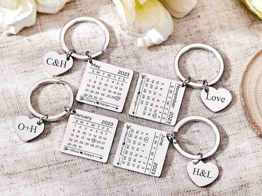 Myurawells Custom Calendar Date Engraved Stainless Steel Keyring Memorial Wedding Gift Key Chain Price in India Buy Myurawells Custom Calendar Date Engraved Stainless Steel Keyring Memorial Wedding Gi...