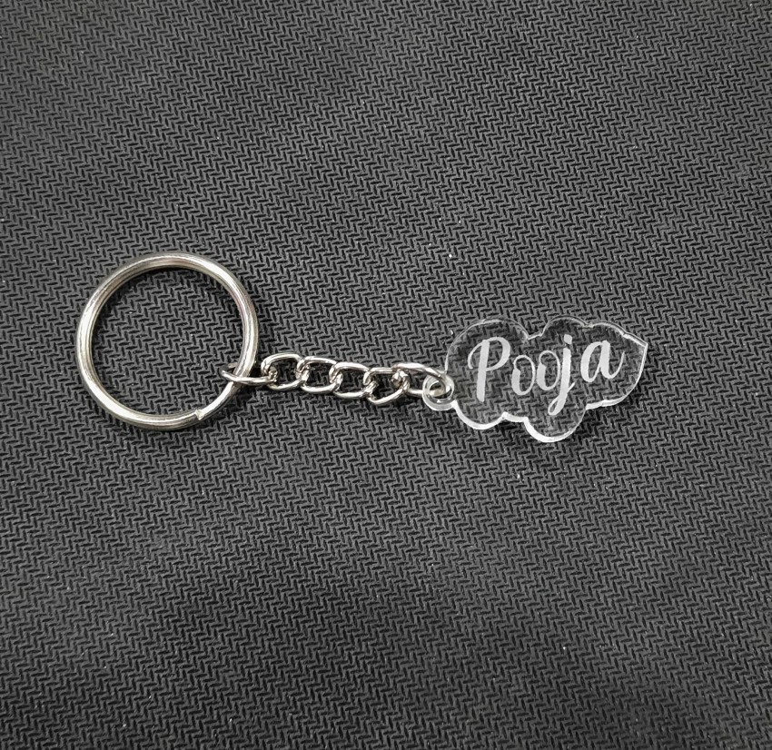 Personalized Name Initial Keychain - 2 inch Black / Silver / Silver