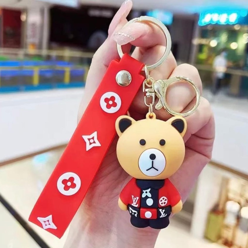 Single Glasses Bear Keychain Silicone Cute Cartoon Animal Car