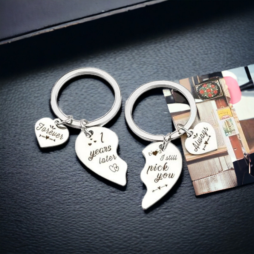 M Men Style Anniversary Keychain Gifts for Her Him 1 Years Later I