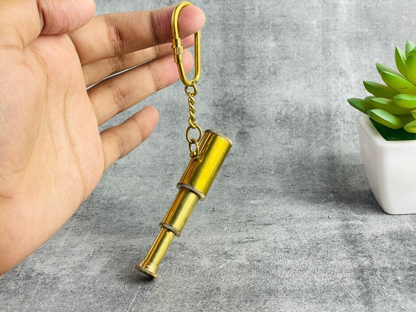 SHAIFIARTWOOD Brass Telescope Keychain for Car Bike Cycle and