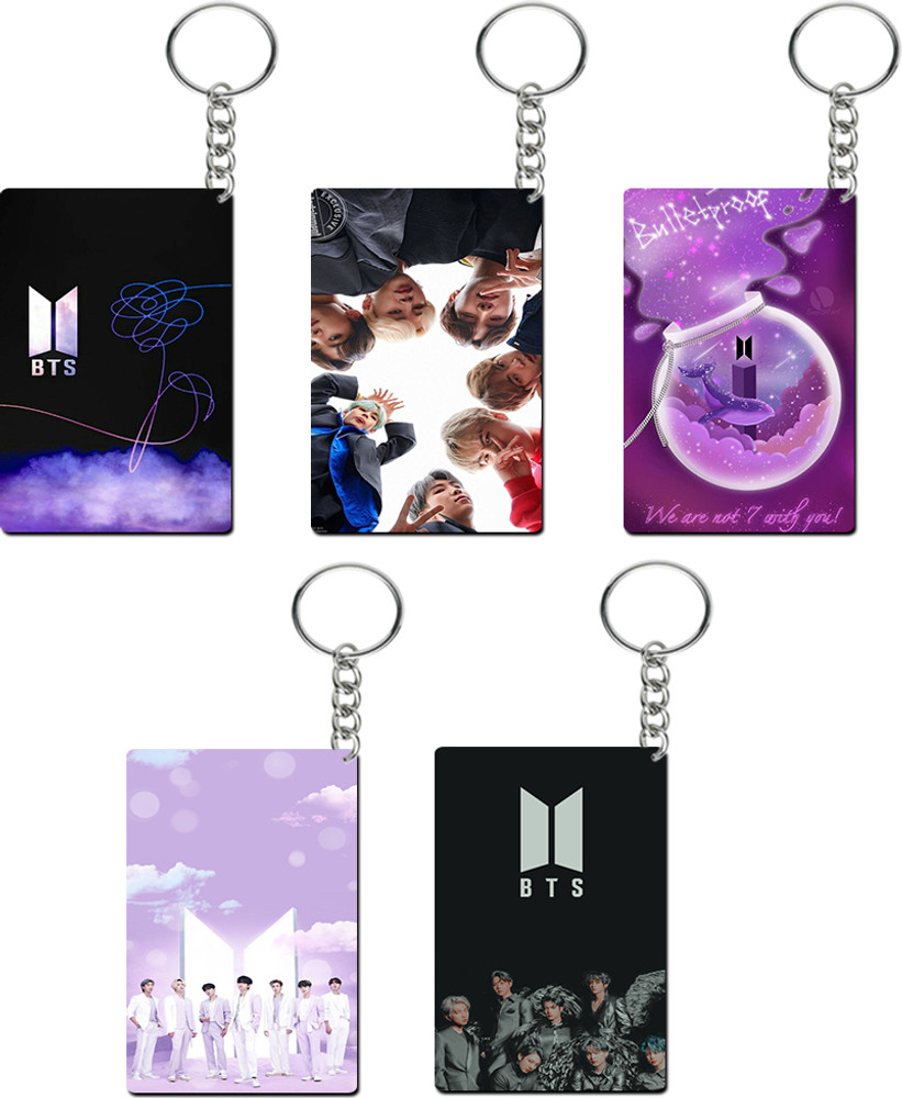 NarukaBrothers Bts keychain for girls Boys Set of 5 Wooden Key