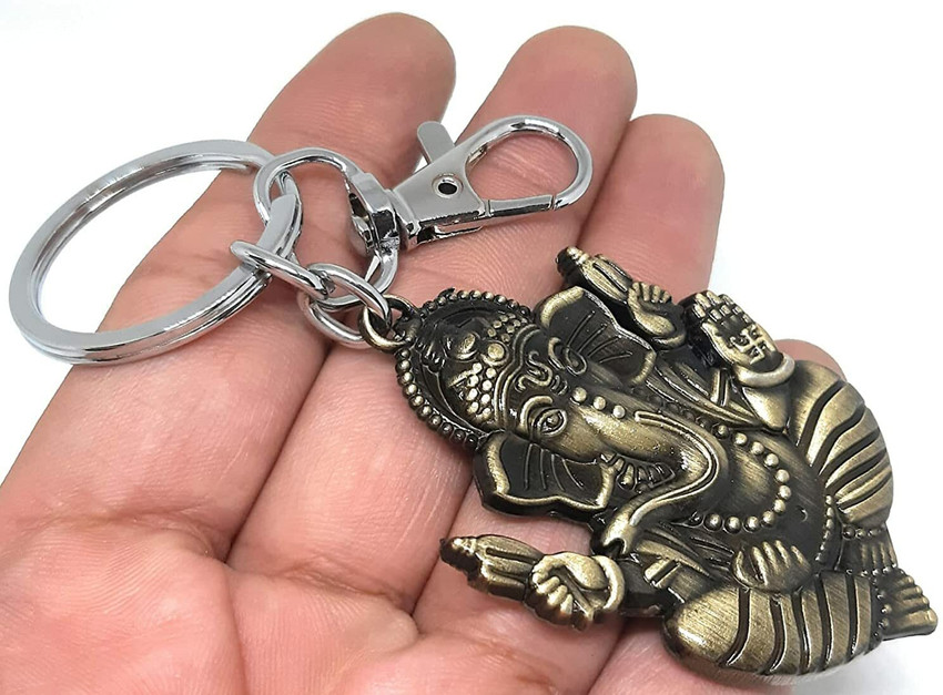Virom Double Sided Ganesh Ganpati Keychain for Bike Car Office Men