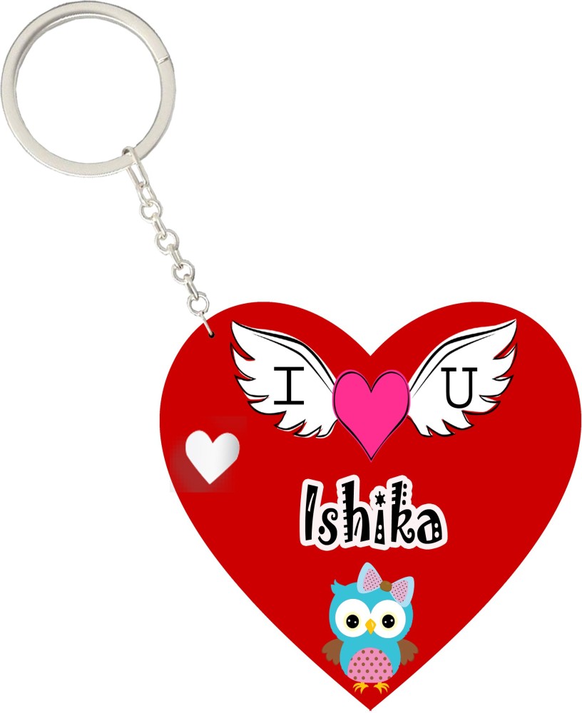 MorFex Ishika Name Beautiful Heart Shape Arclic Keychain Best