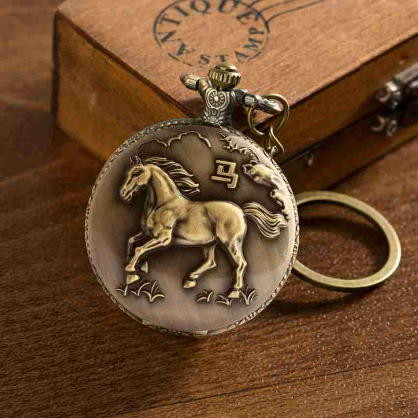 GT Gala Time Antique Horse Pocket Watch Car Bike Home Key Chain