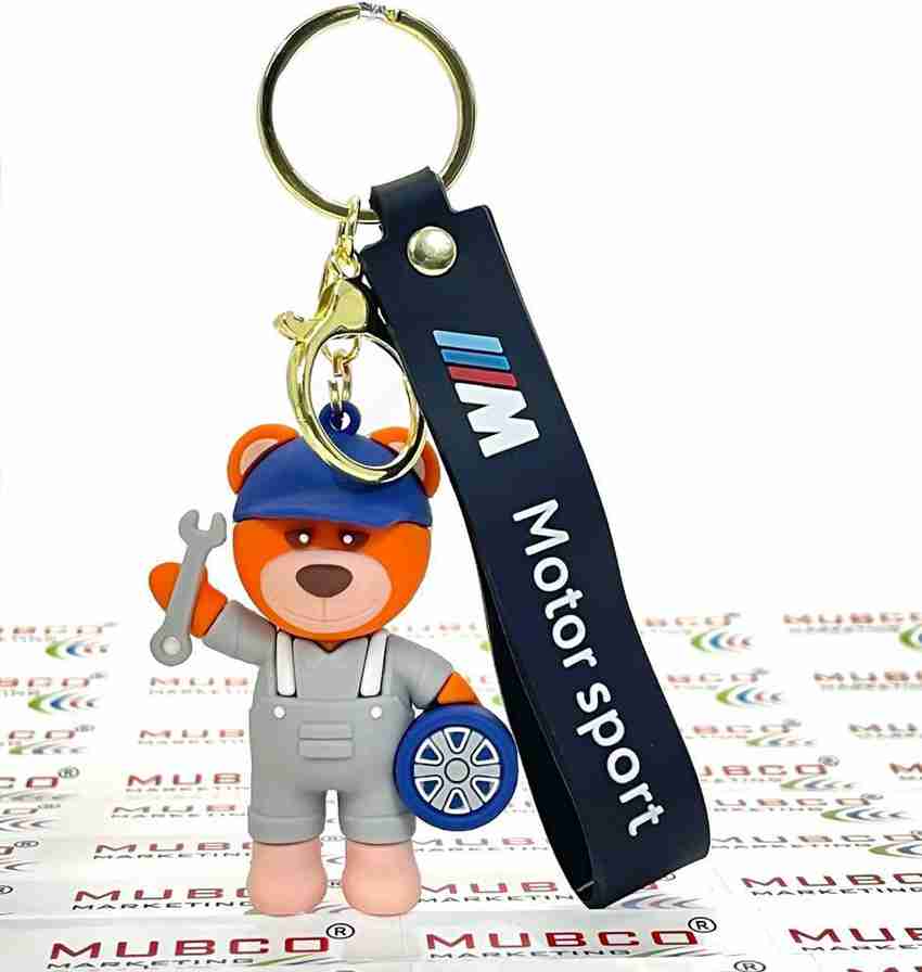 Mubco Teddy Bear Motorsport Keychain PVC Strap Charm Hook