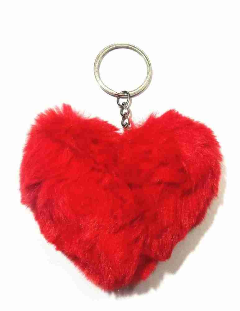 Jumbo Heart Pom Pom Keychain
