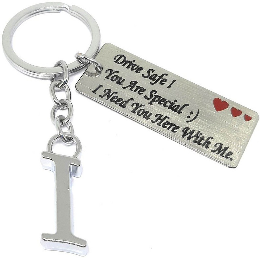Aura Cute Gift Drive Safe With Alphabet I Keychain For Men Girls