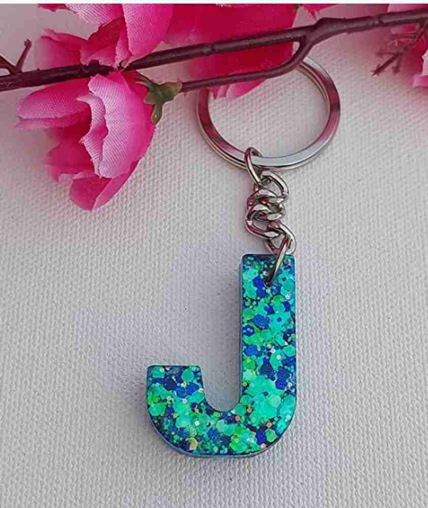 brightwatch Alphabet Letter J Resin Keychains for Care Bike Men