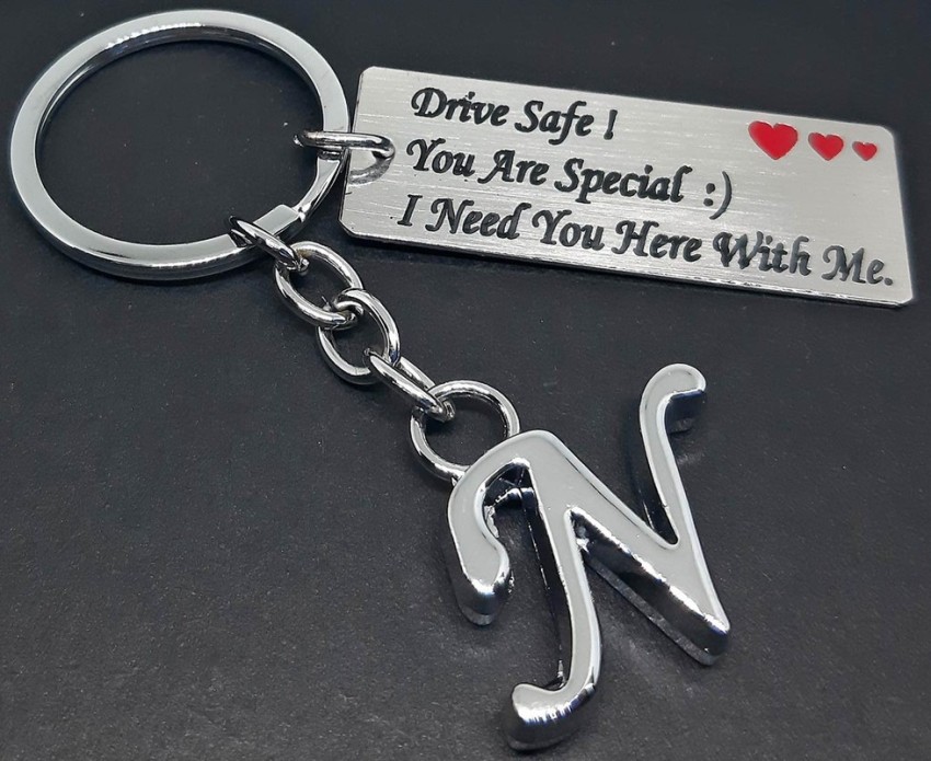 Disney Keychain Key Chain Letter N Initial Alphabet leather metal