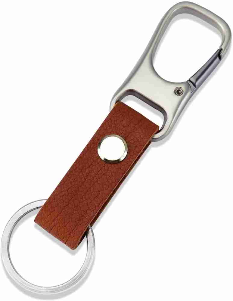 JVCV Leather Retro Car Keychain Metal Key Ring Clip Buckle Holder