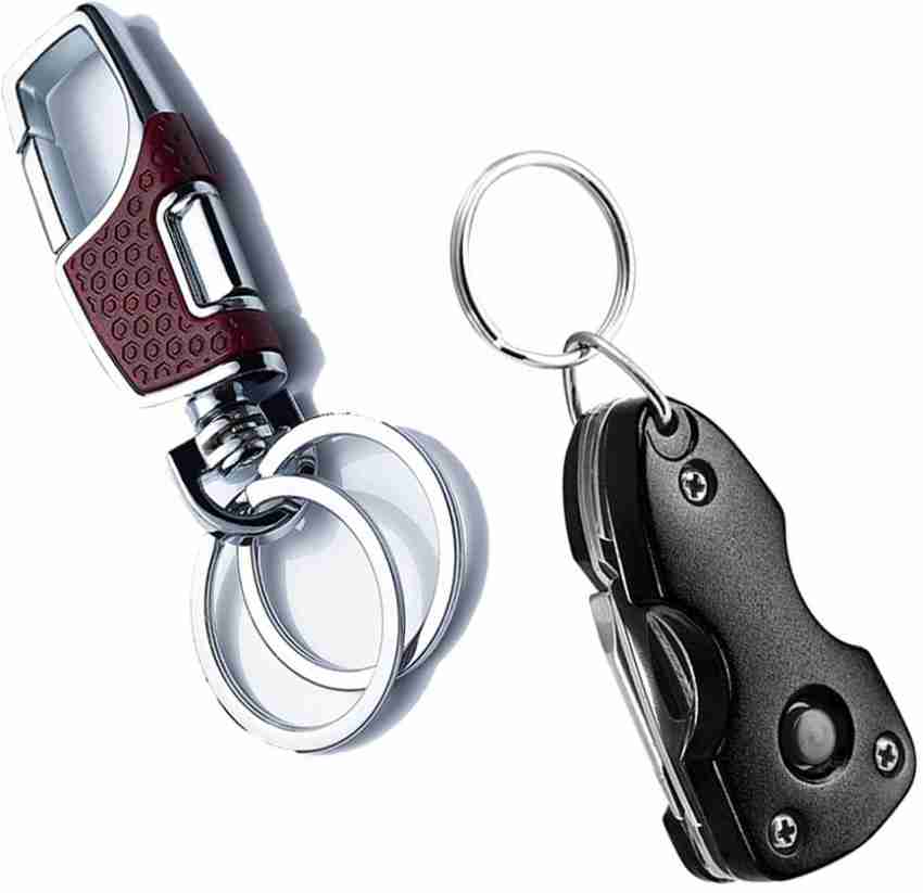 Stealodeal Premium Red Double Ring Metal Hook Rust Proof Key Chain