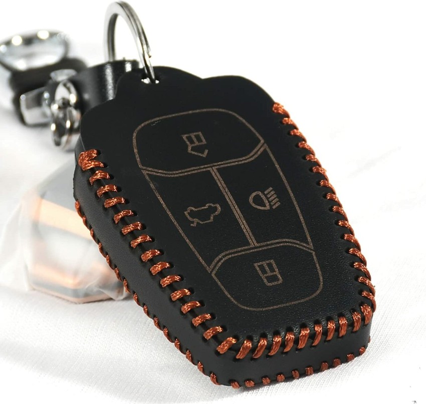 Classic Leather Key Pouch Car Key Holder Key Chain Protective Car Key Case