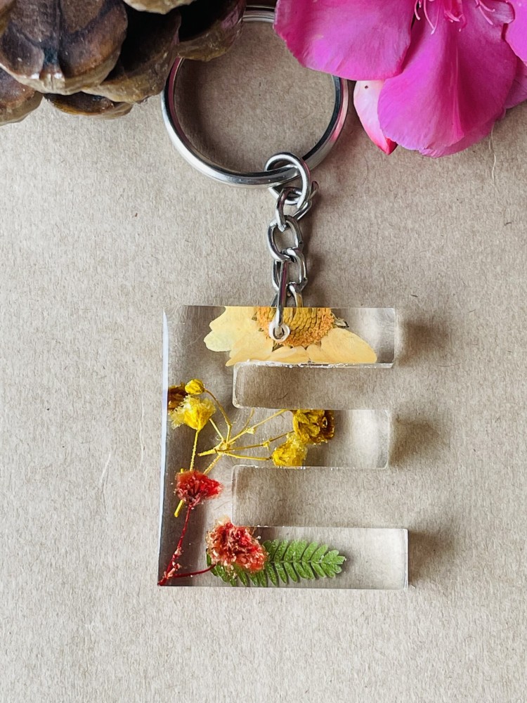 Flowers Forever Resin Initial Key Chain