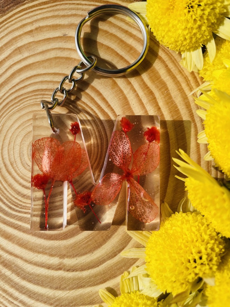 crafcan Resin Real Flower Keychain