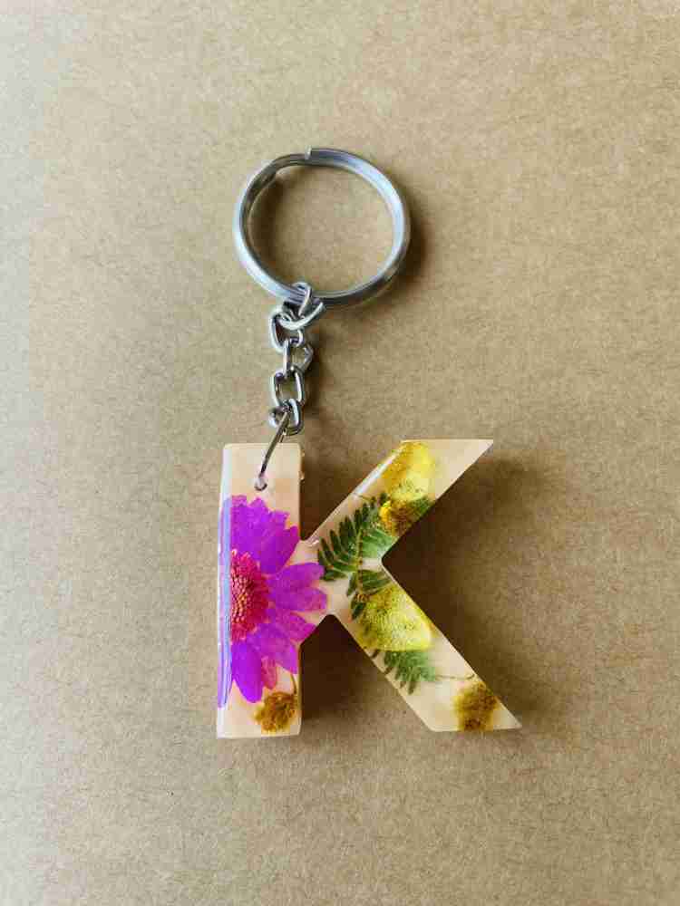 Flowers Forever Resin Initial Key Chain