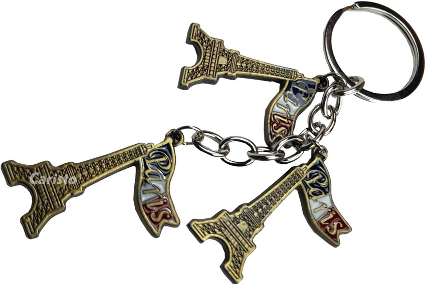 Caristo Paris Love Eiffel Tower KC 21 Gold Metal Keychain for