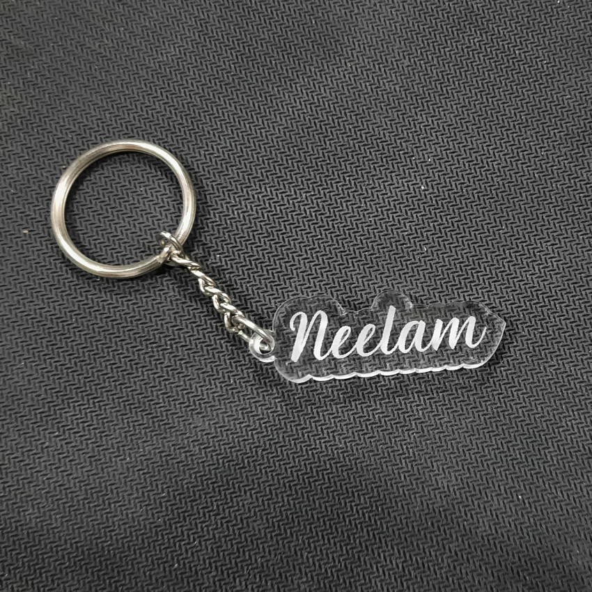 Personalized Name Initial Keychain - 2 inch Black / Silver / Silver