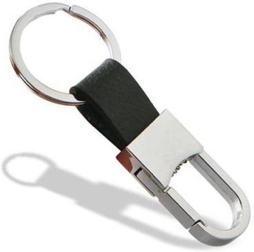 COSMIQE Leather Hook Locking Silver Metal key ring Key chain for