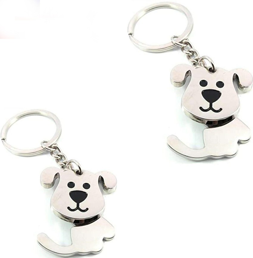 Sahib Collection Cute Moving Dog Keychain And Keyrings Combo For Men And Women Pack Of 2 Key Chain