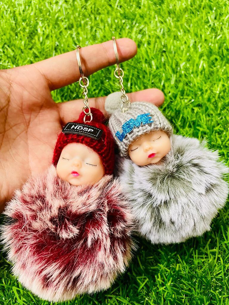 Sleeping baby doll keychain top
