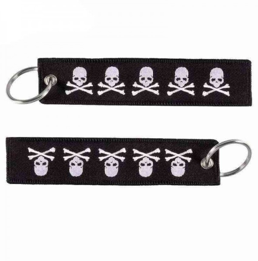 AutoTrends DANGEROUS SKULL Car Bike Embroidered Fabric Tag Strap