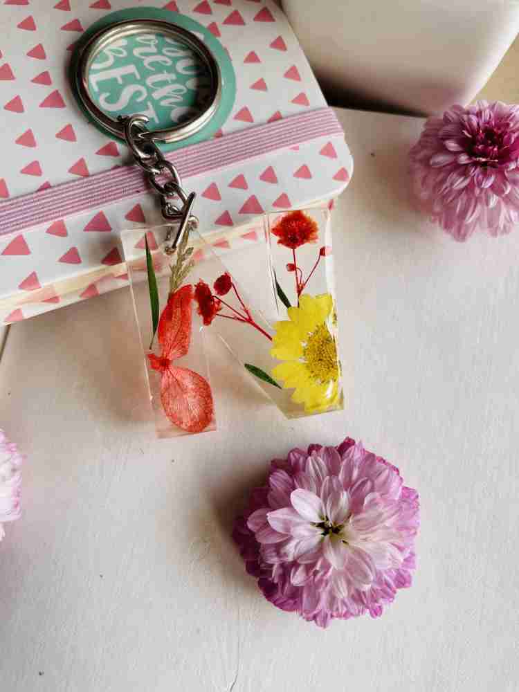 Pressed Flower Letter Keychains | Resin Alphabet Letters | Gift for He