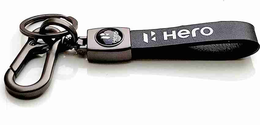 KeyChain Hub Hero motors leather Keychain car and bike black Key