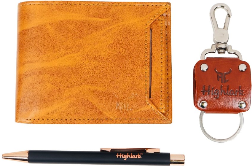 Buy Leather Wallet Keychain & Pen Combo for Men at