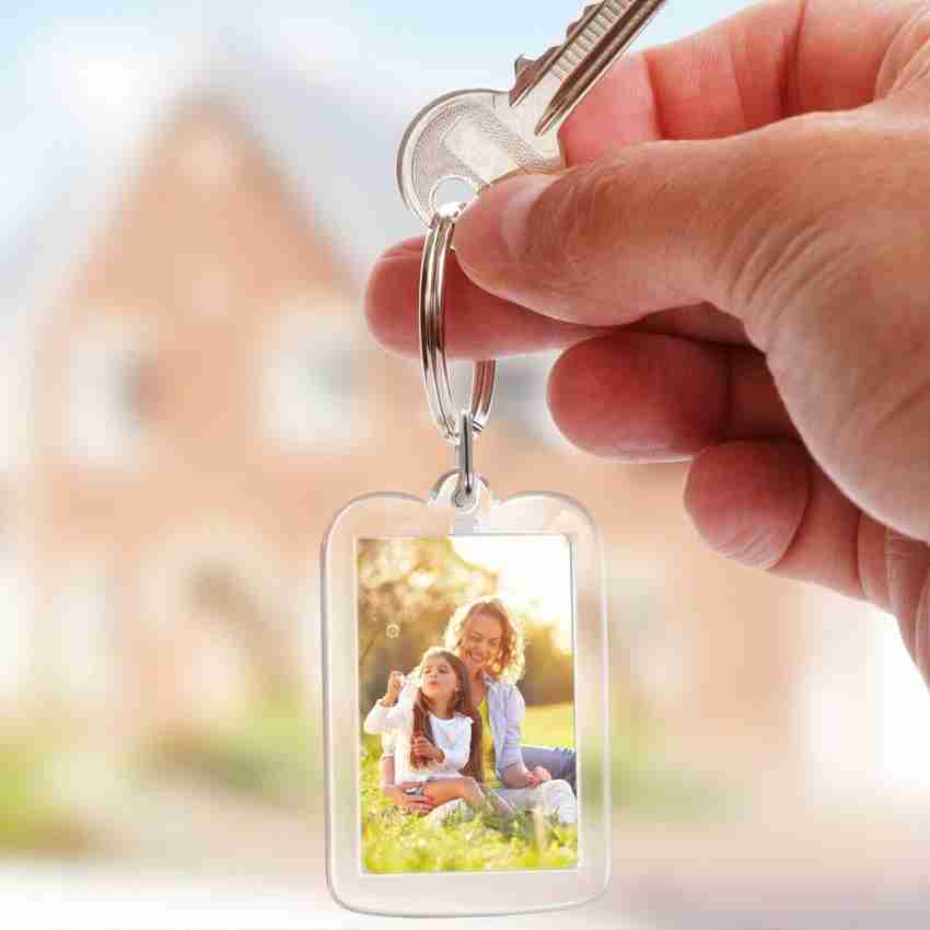 PALAY 10pcs Acrylic Clear Photo Snap in Key Chain Put Family